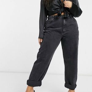 ASOS Curve Black Slouchy Mom Jeans Washed Black